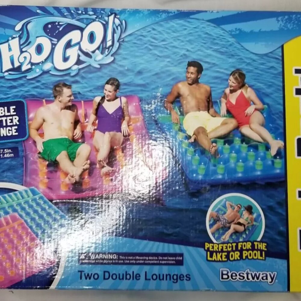 H2O GO Double Drifter Lounge Twin Pack Vintage 2017 Bestway USA NEW UNUSED